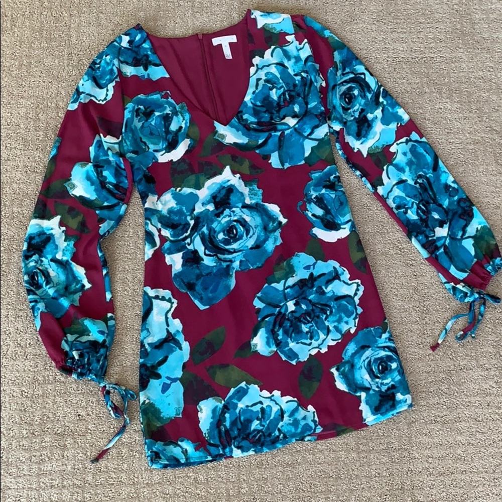 Blue / magenta long sleeve dress.